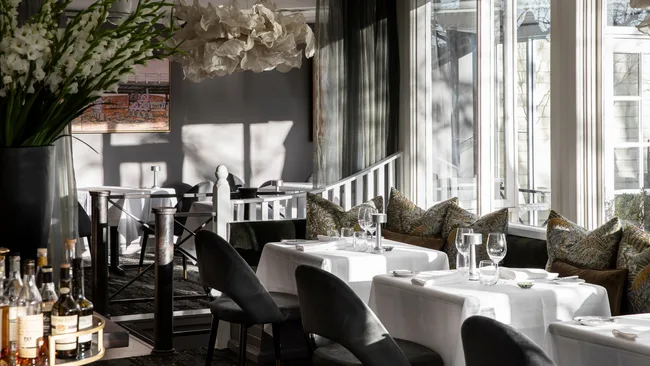 The dining room interior at Lake House Restaurant Victoria.