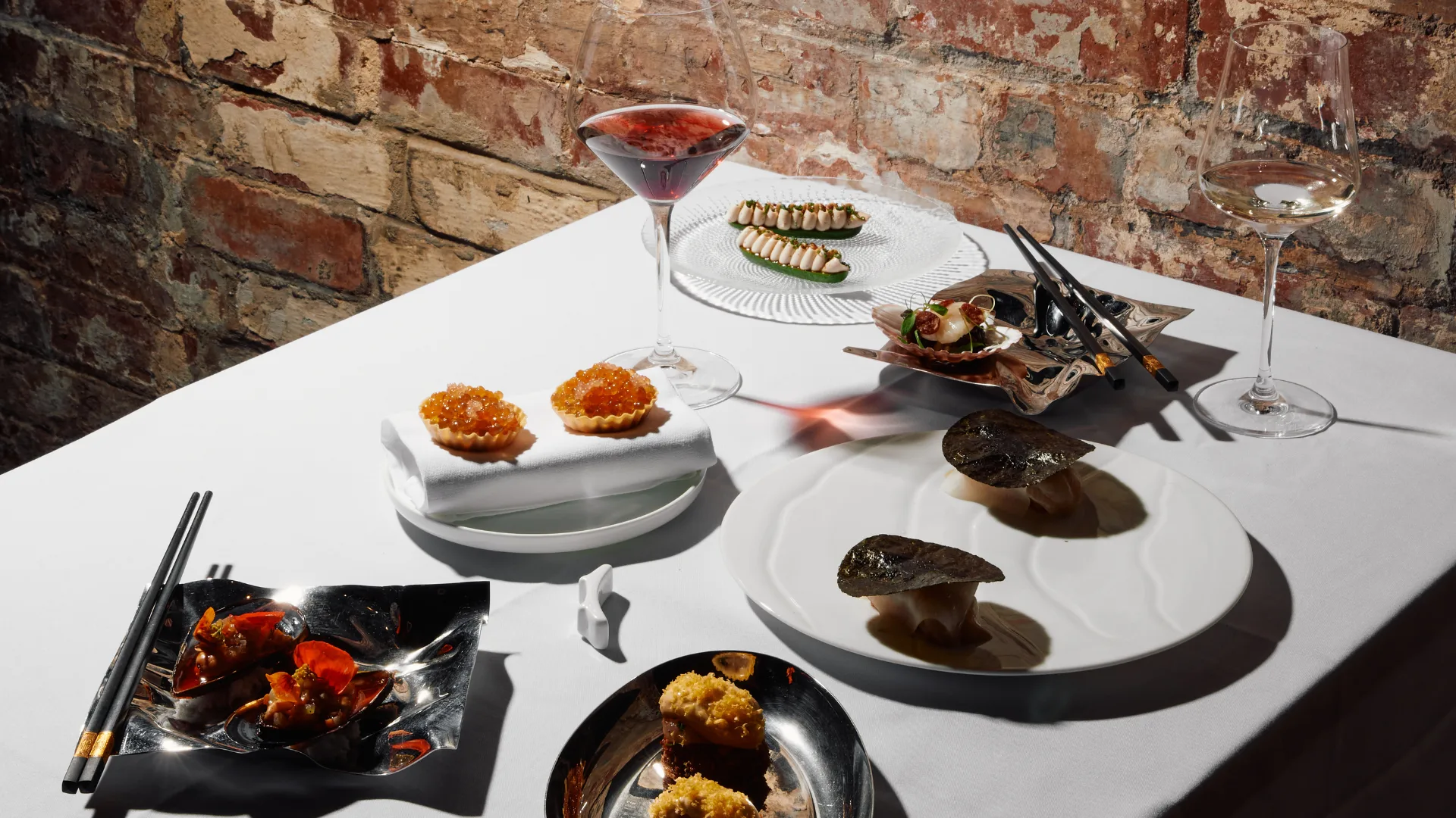 A range of Asian dishes at Lee Ho Fook restaurant in Melbourne, Victoria