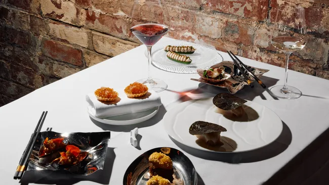 A range of Asian dishes at Lee Ho Fook restaurant in Melbourne, Victoria