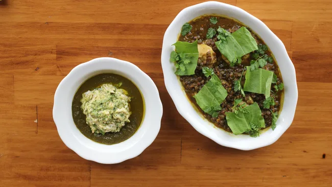 Dishes at Mauritian restaurant Manzé in Melbourne, Victoria.