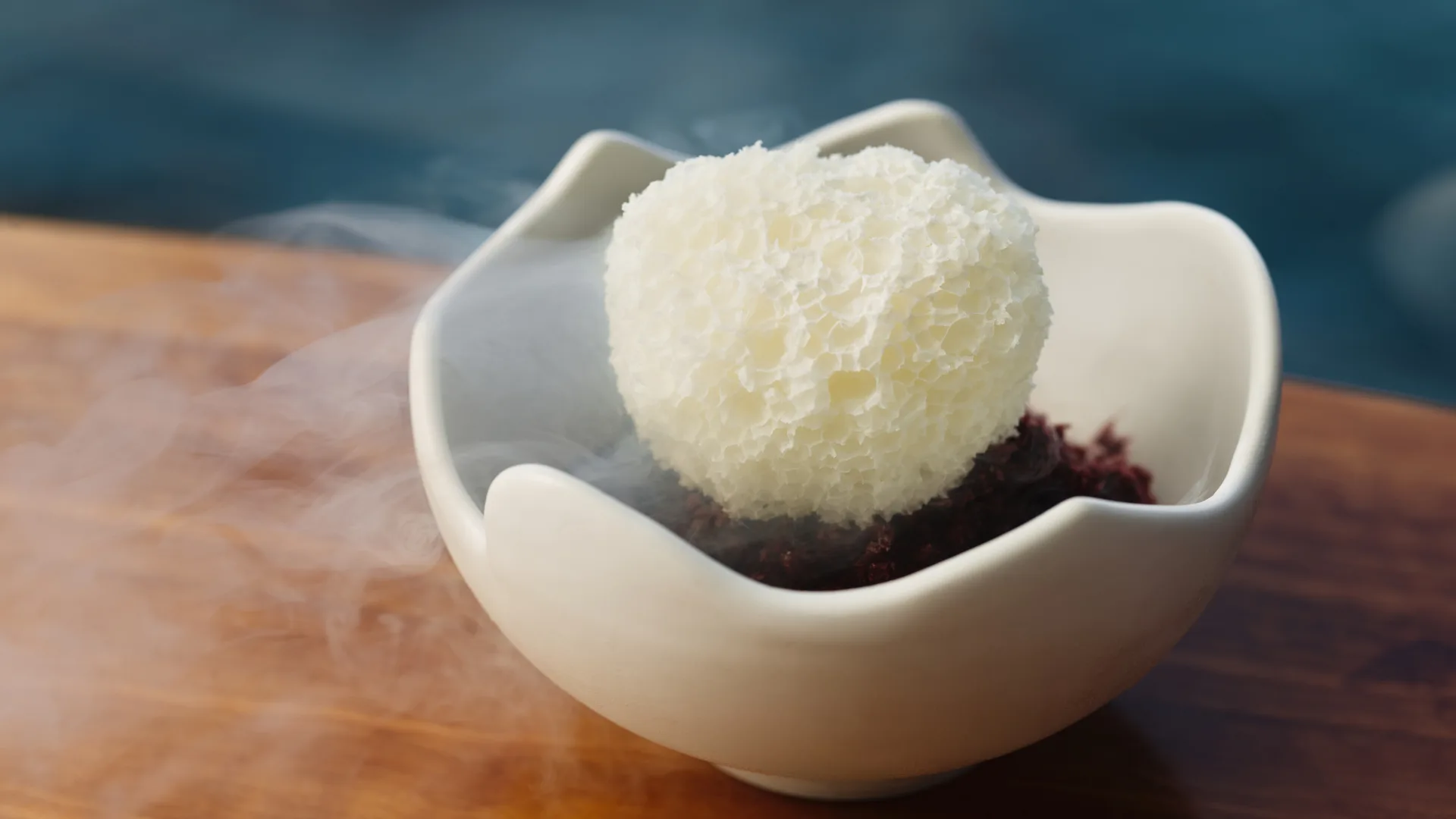 Mulberry white coral dessert at Quay, Sydney NSW.