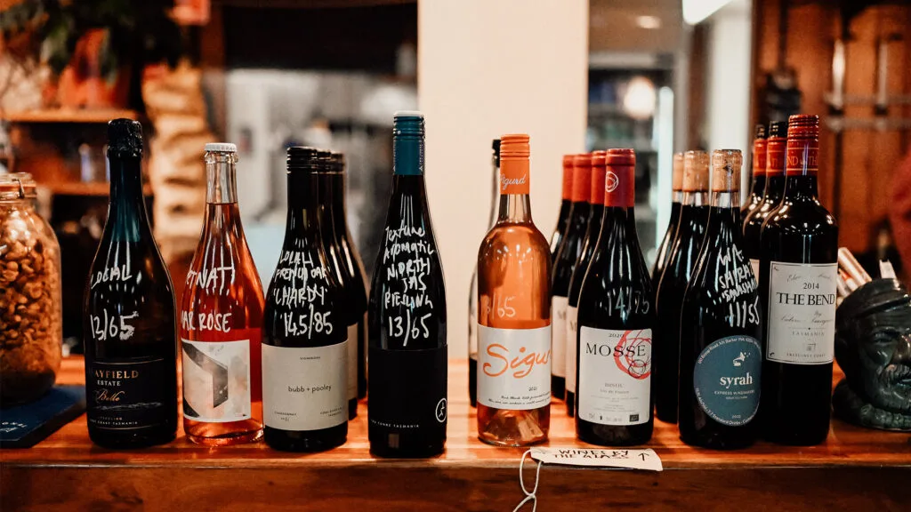 Wine bottles at The Waterloo Inn