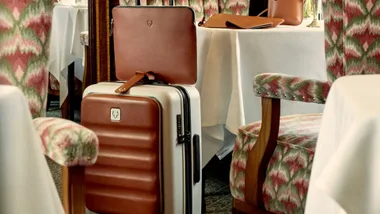 suitcase in an elegant restaurant