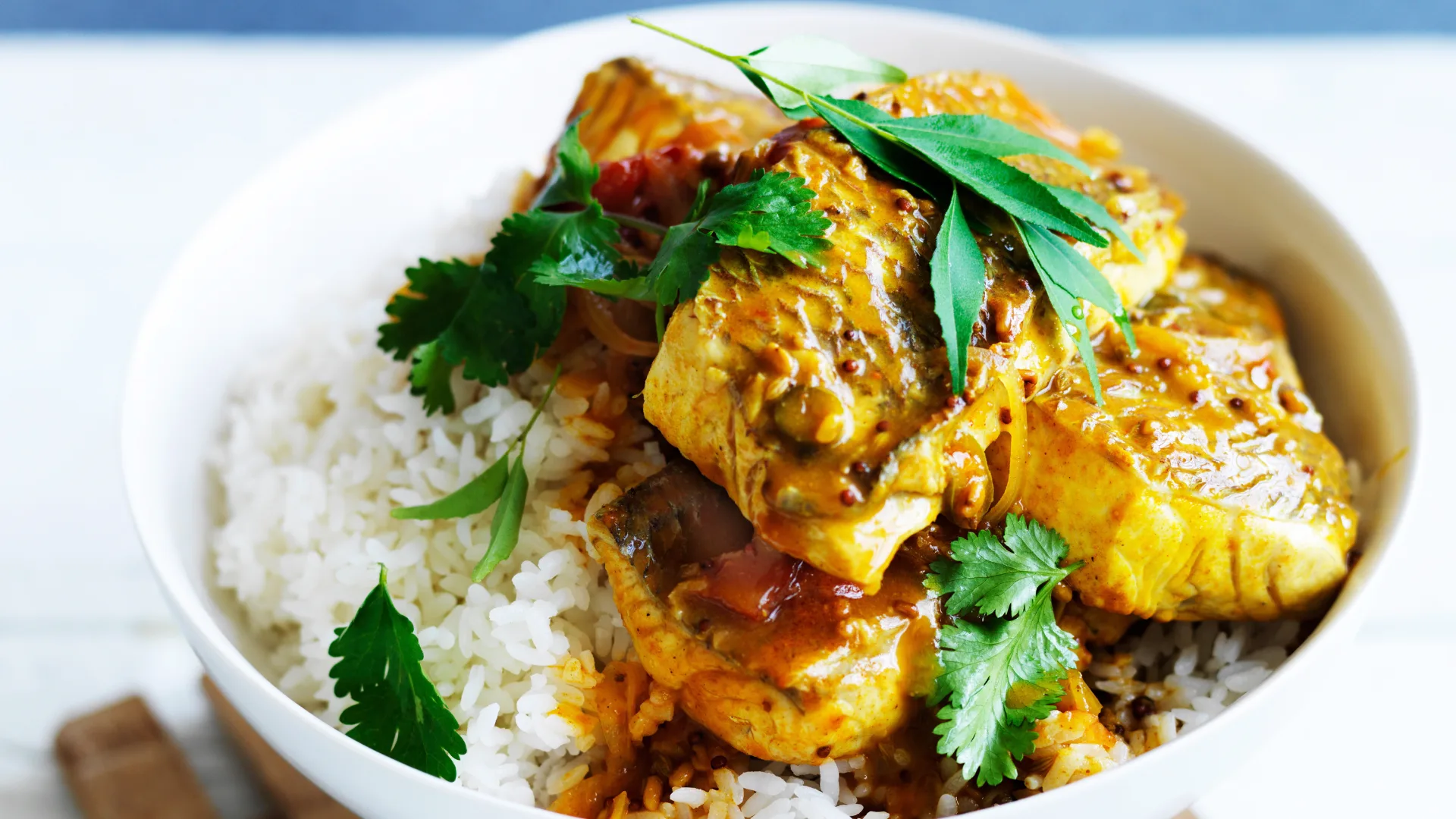 Sri Lankan curried snapper with rice