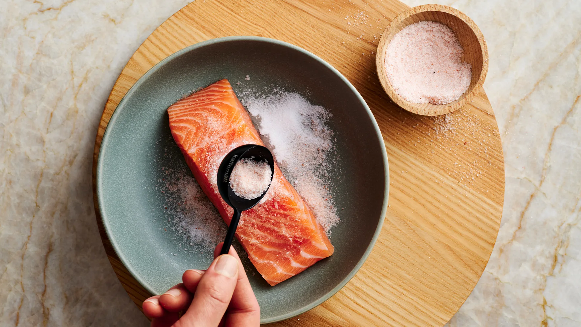 Curing the salmon.