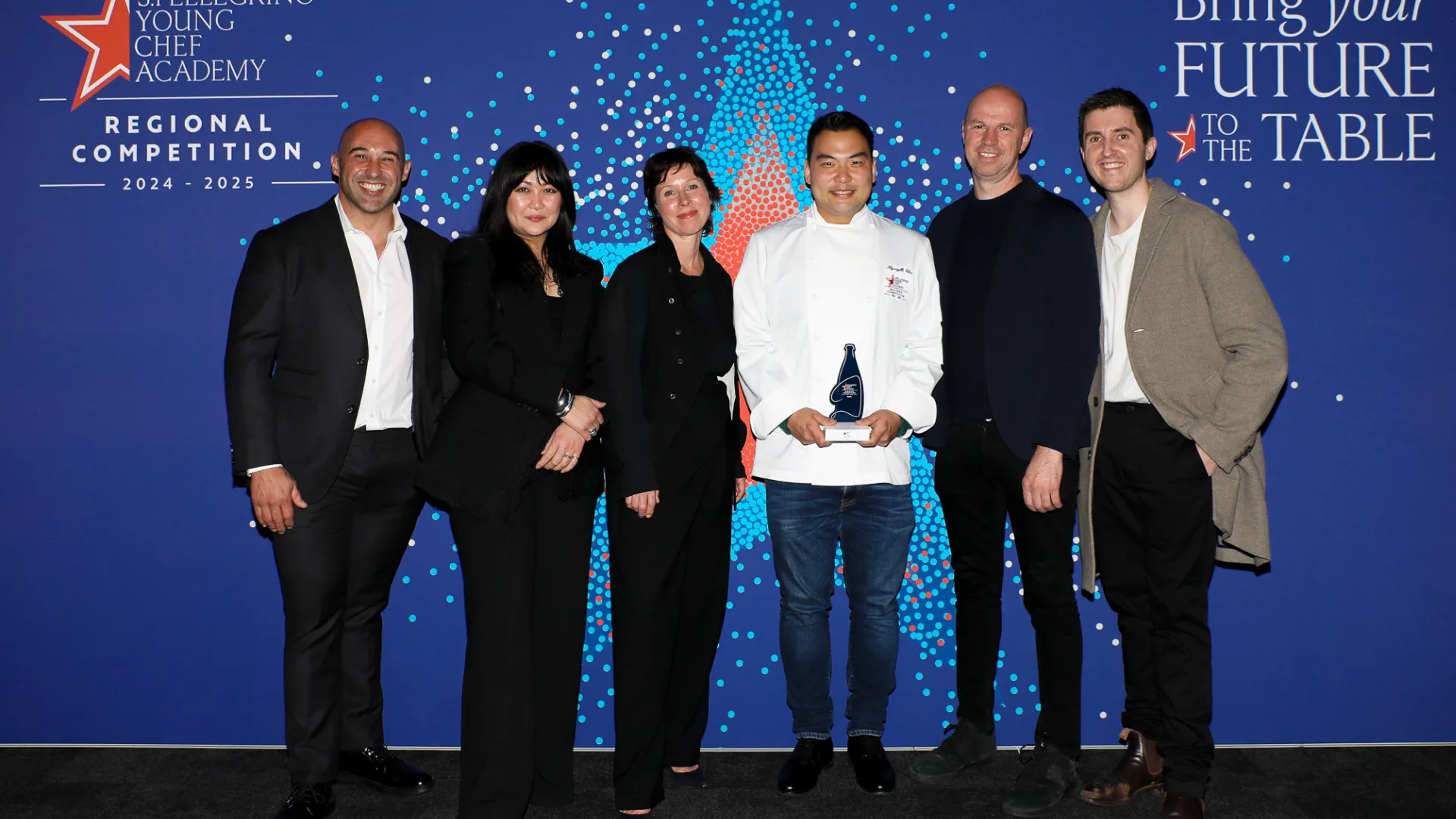 Brent Savage, Rosheen Kaul, Brigitte Hafner, Shane Delia and Josh Niland at the San Pellegrino Young Chef Academy Competition
