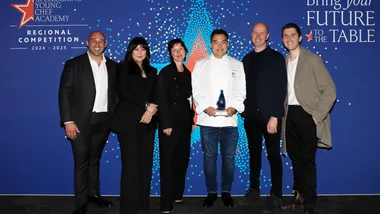Brent Savage, Rosheen Kaul, Brigitte Hafner, Shane Delia and Josh Niland at the San Pellegrino Young Chef Academy Competition