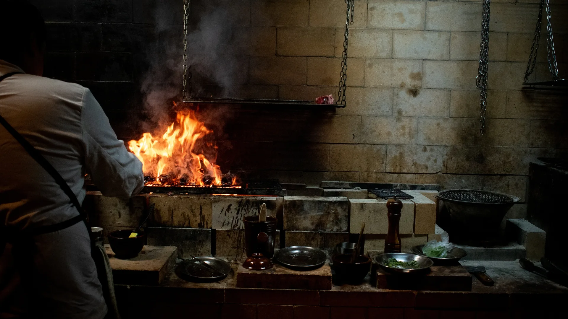 Exceptional skewers being cooked over open flames at Firepop in Enmore, Sydney.