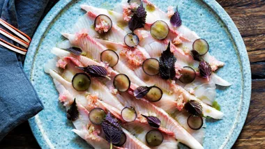 Kingfish ceviche brightened with finger lime
