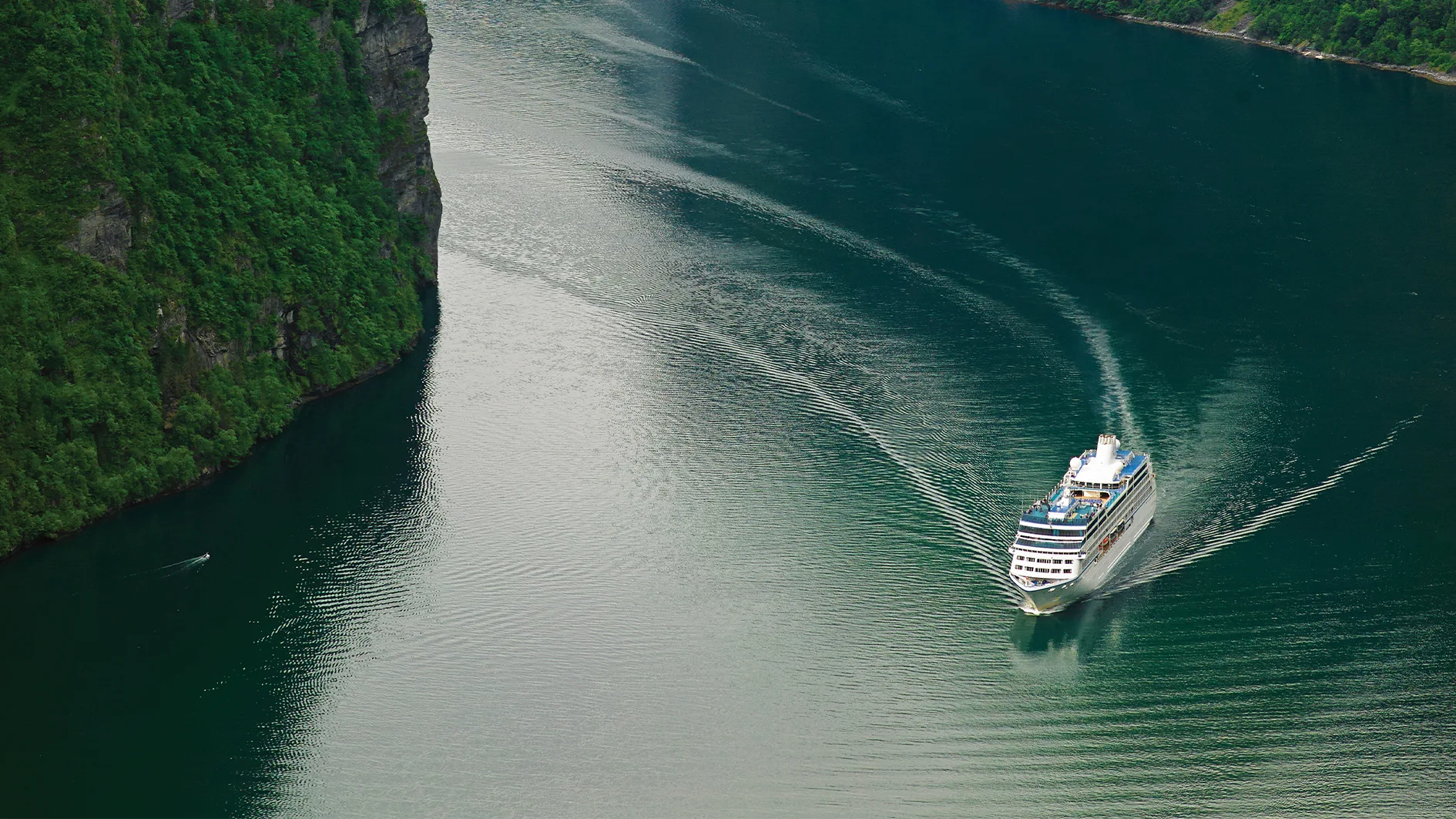 Oceania's R Class Cruise ship in a fjord in Norway