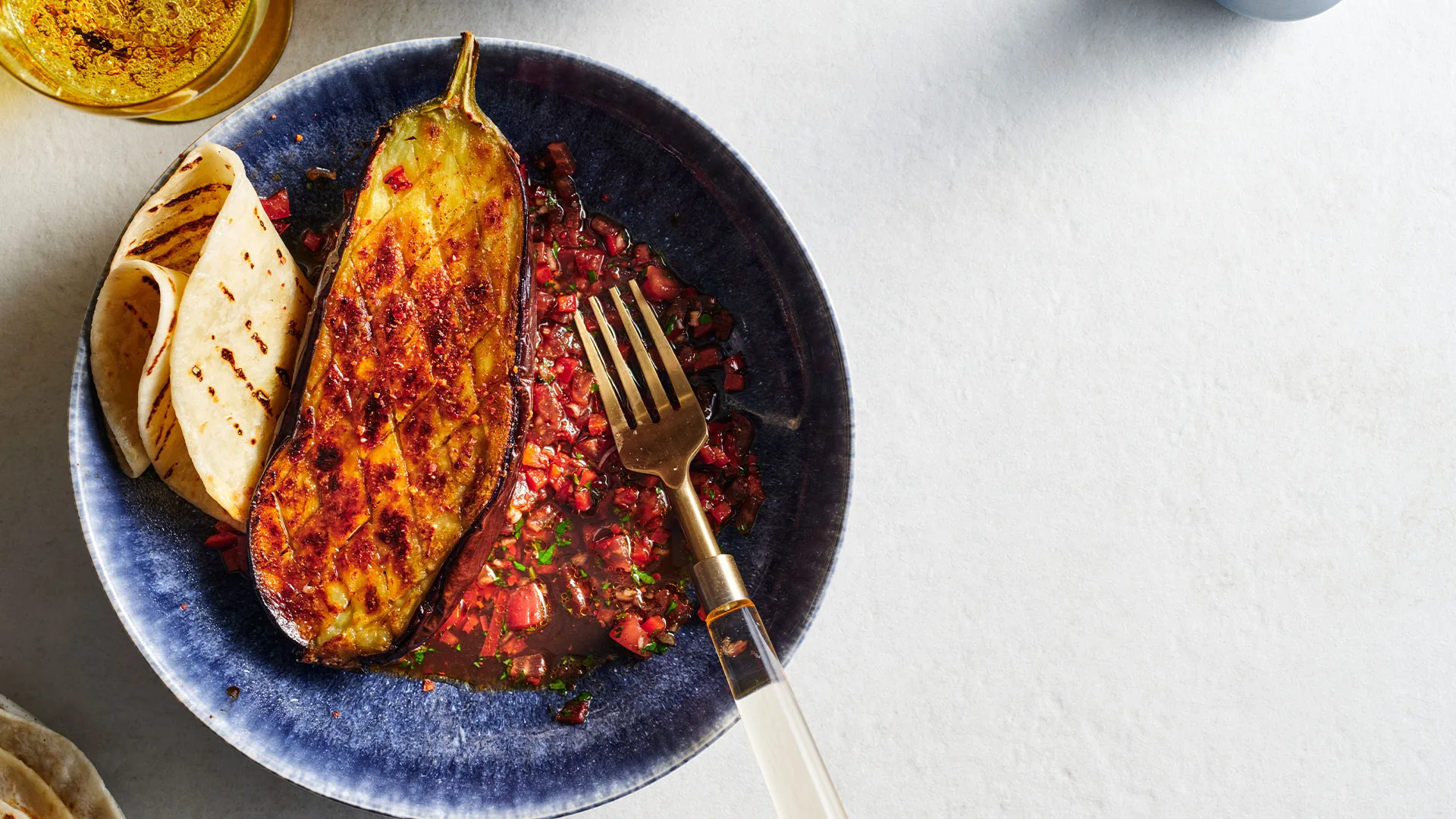 Roast eggplant and ezme salad