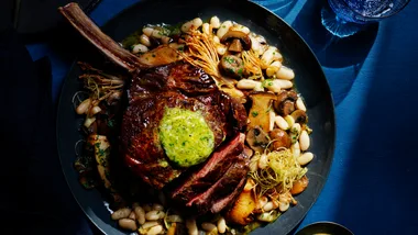 Koji rubbed steak with whisky and beans