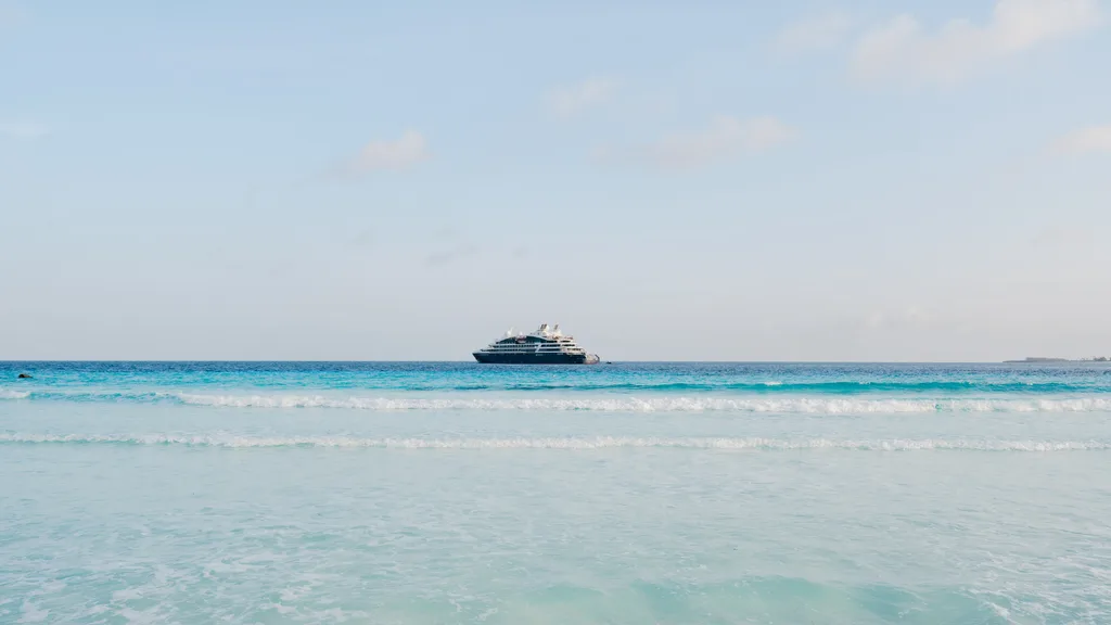 Okinawa Ponant ship in distance