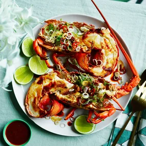 Barbecued lobster with lemongrass and coconut sugar FB