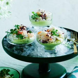 Blue swimmer crab cocktail with avocado cream