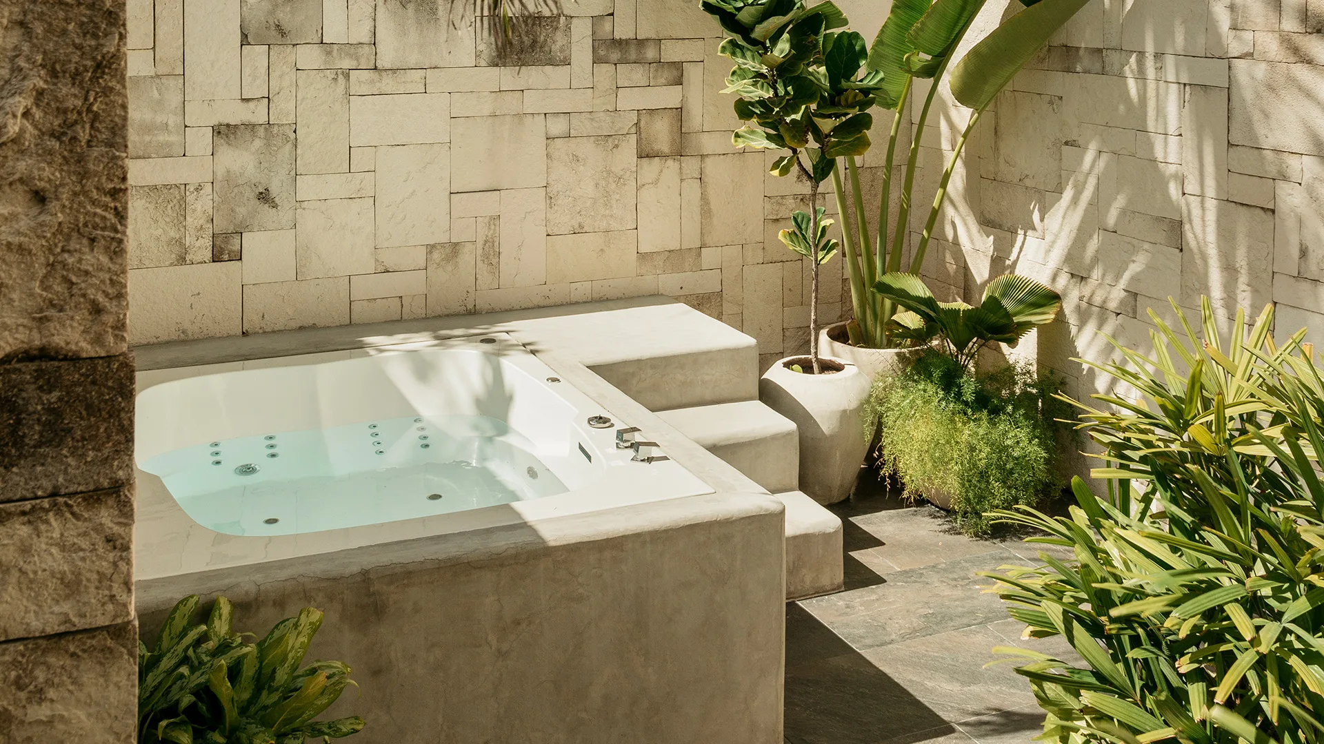 Courtyard spa at Casa Malca in Tulum, Mexico