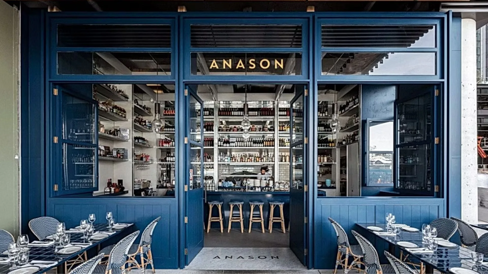 The exterior at Anason. 