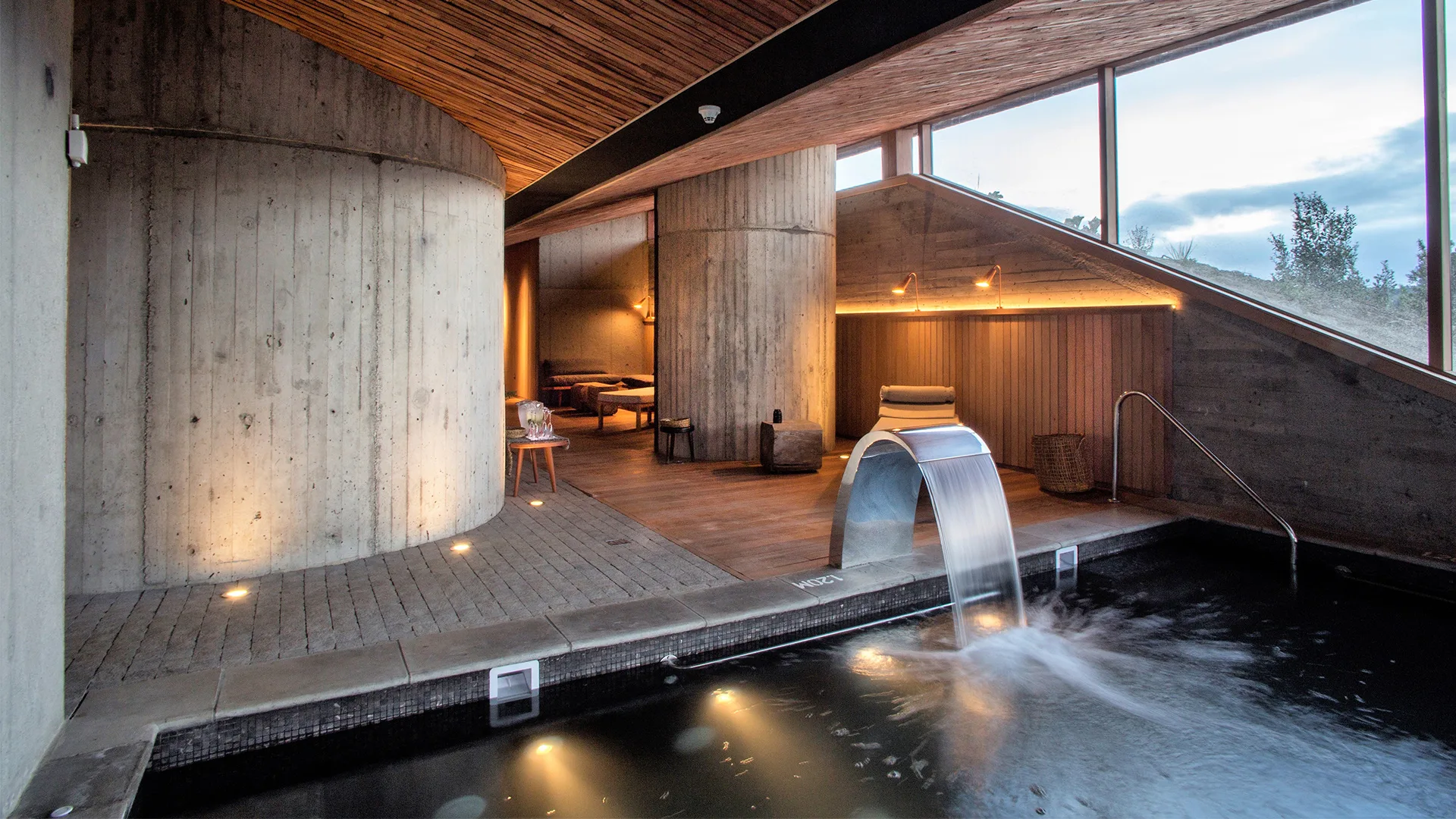 Heated indoor pool at Tierra Chiloé, Patagonia