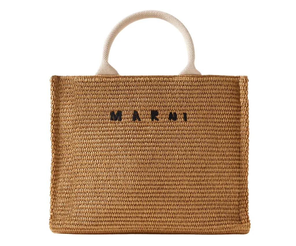 Marni's Basket tote, which is woven from faux raffia in a boxy, structured shape.