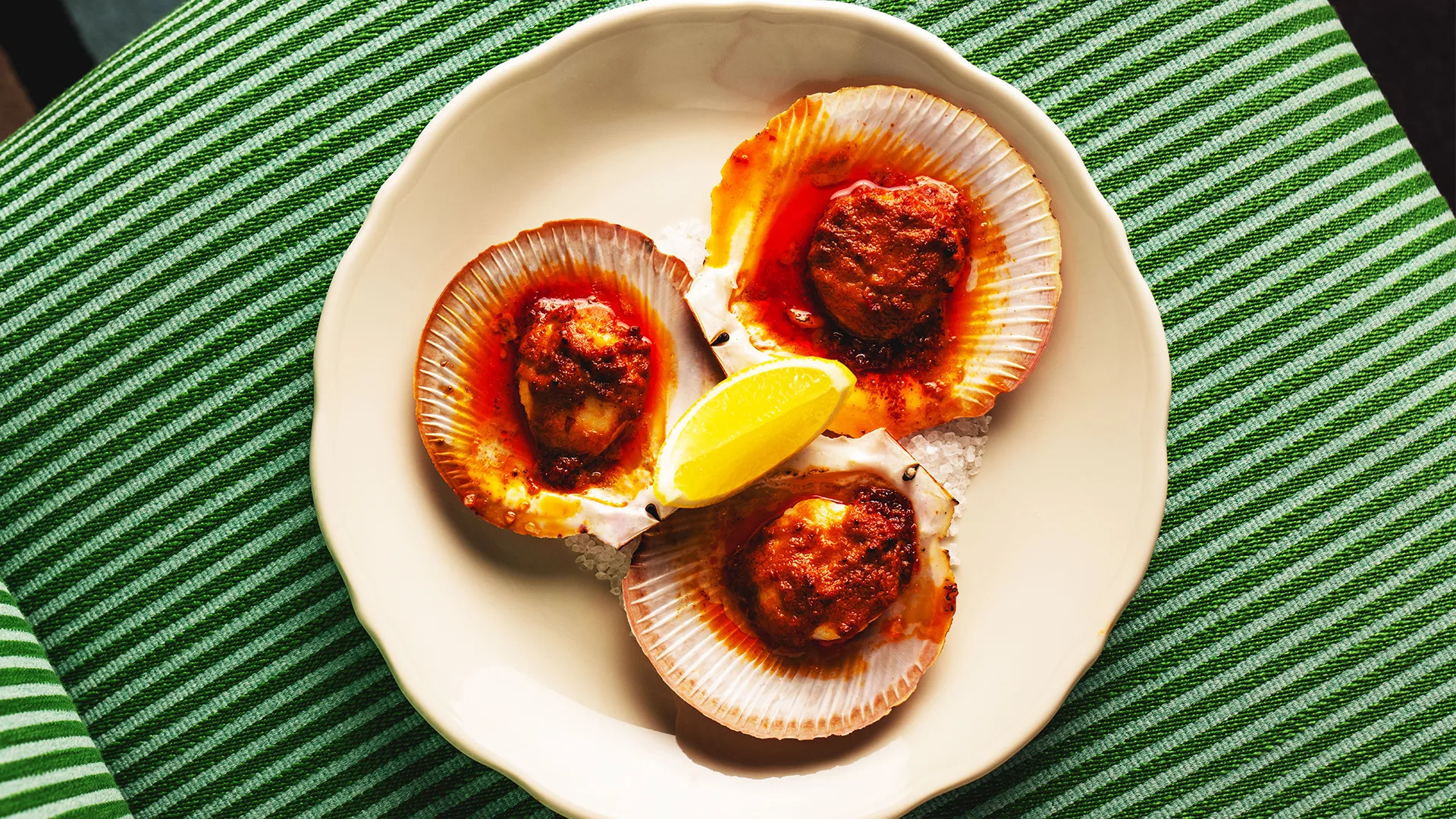 Hervey Bay half-shell scallops, spicy ’nduja.