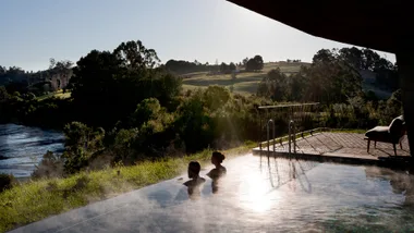 Pool outlook at Uma Spa at Tierra Chiloé, Patagonia South America