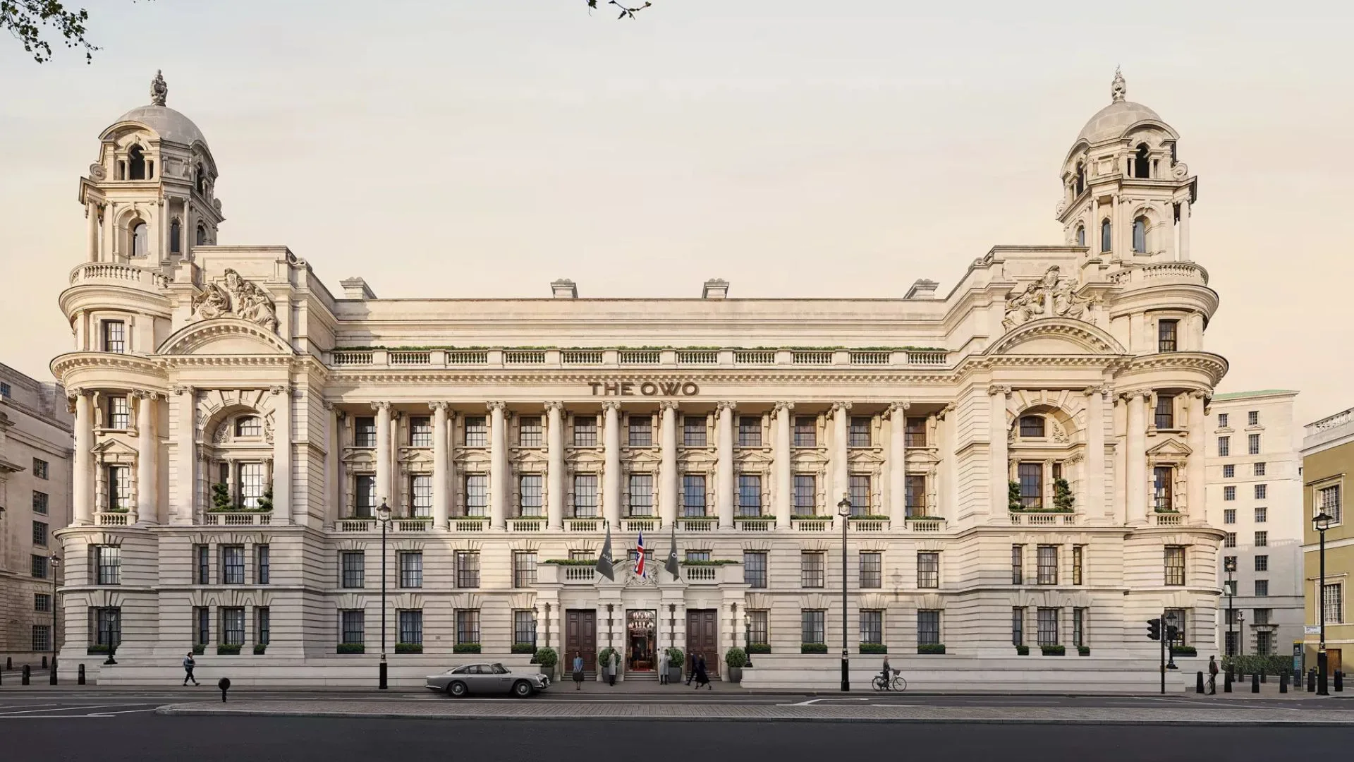The stately Baroque exterior of the OWO Building in London, which now houses Raffles London hotel