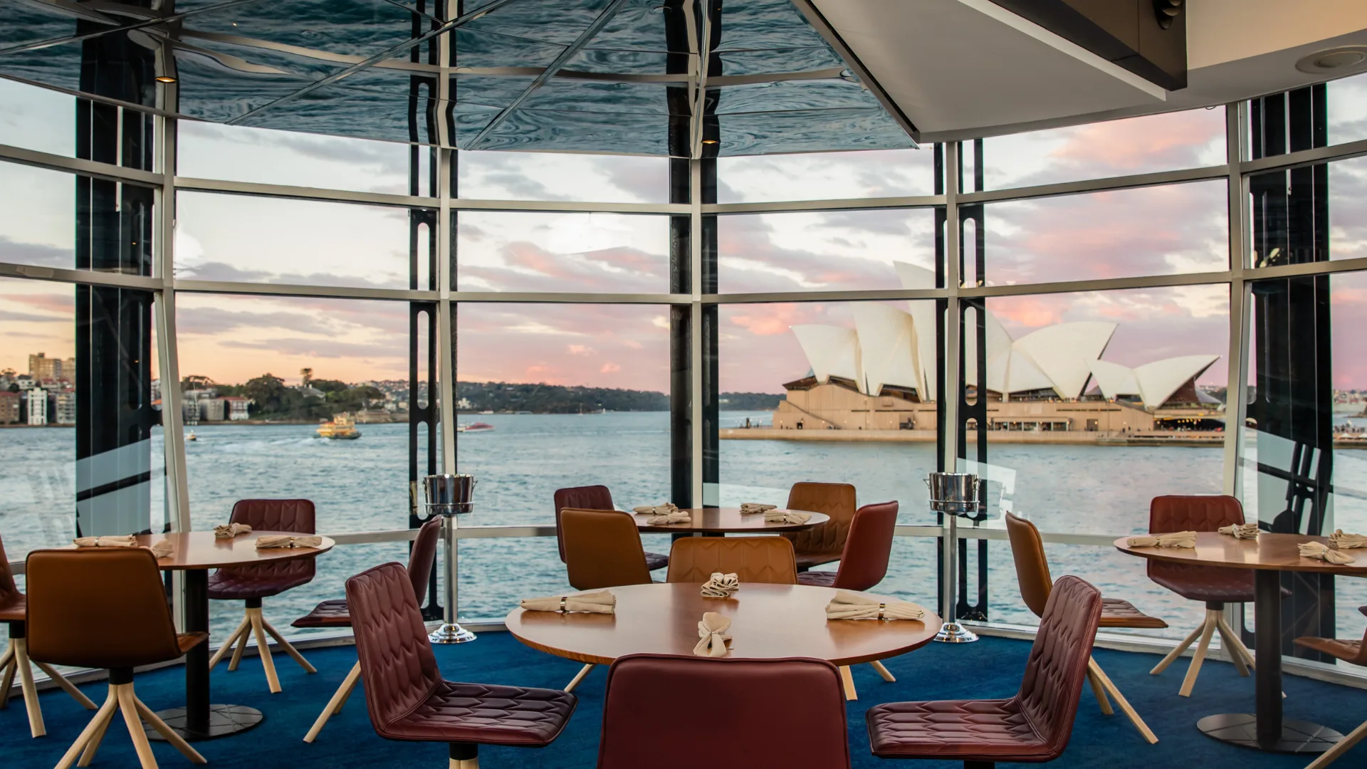 The dining room at Quay with views of the Opera House