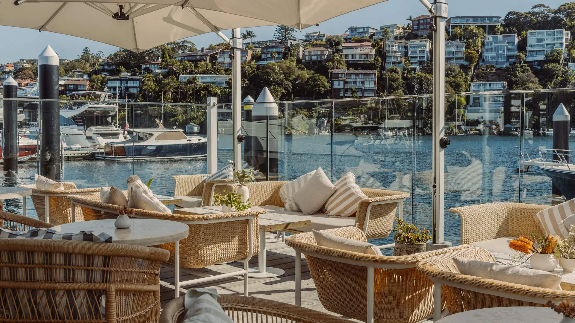 The outdoor dining at Ormeggio by the Spit with views of Mosman harbour