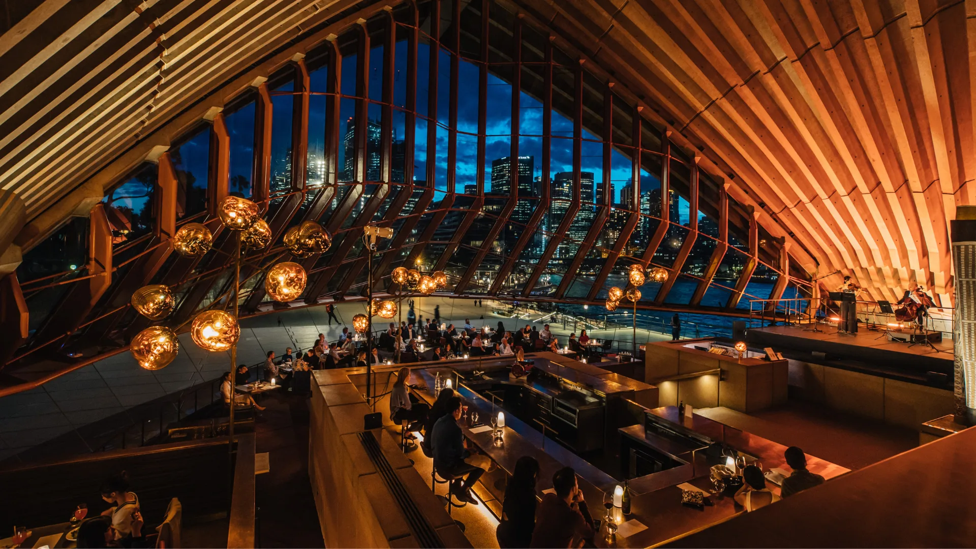 The dining room at Bennelong on the Sydney Harbour