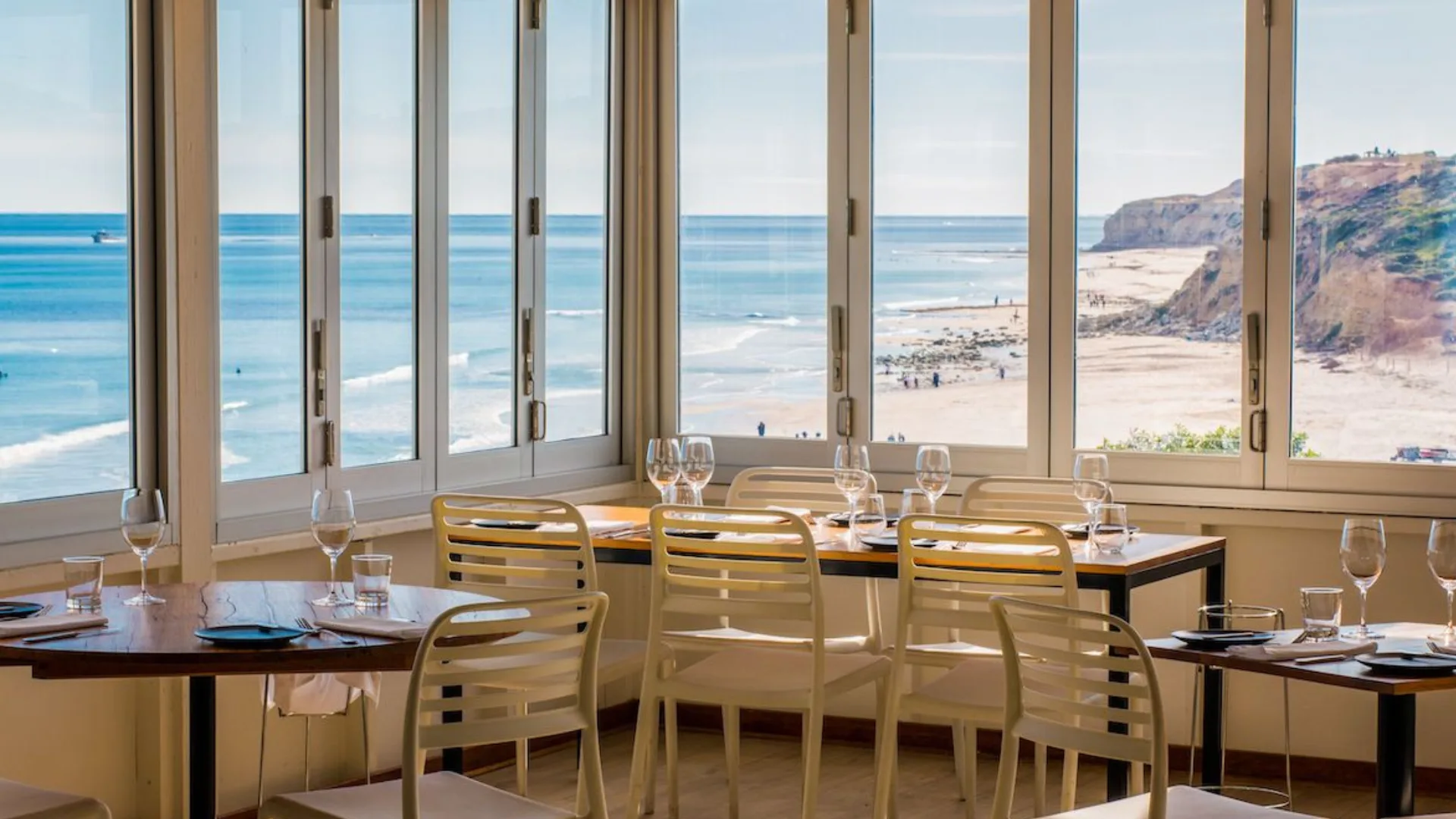 The view of the beach at Willunga from the dining room of the Star of Greece in Willunga near Adelaide