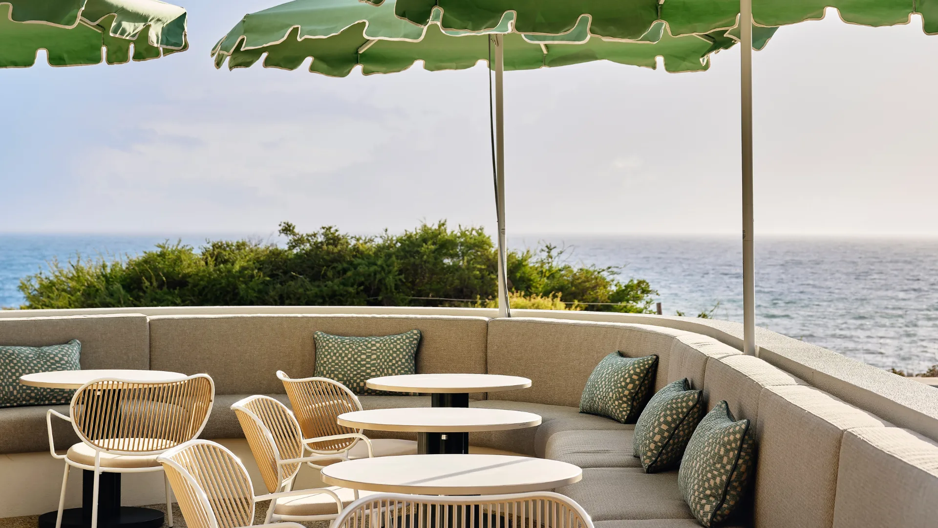 The al fresco booths at Gibney along Cottesloe Beach in Perth.
