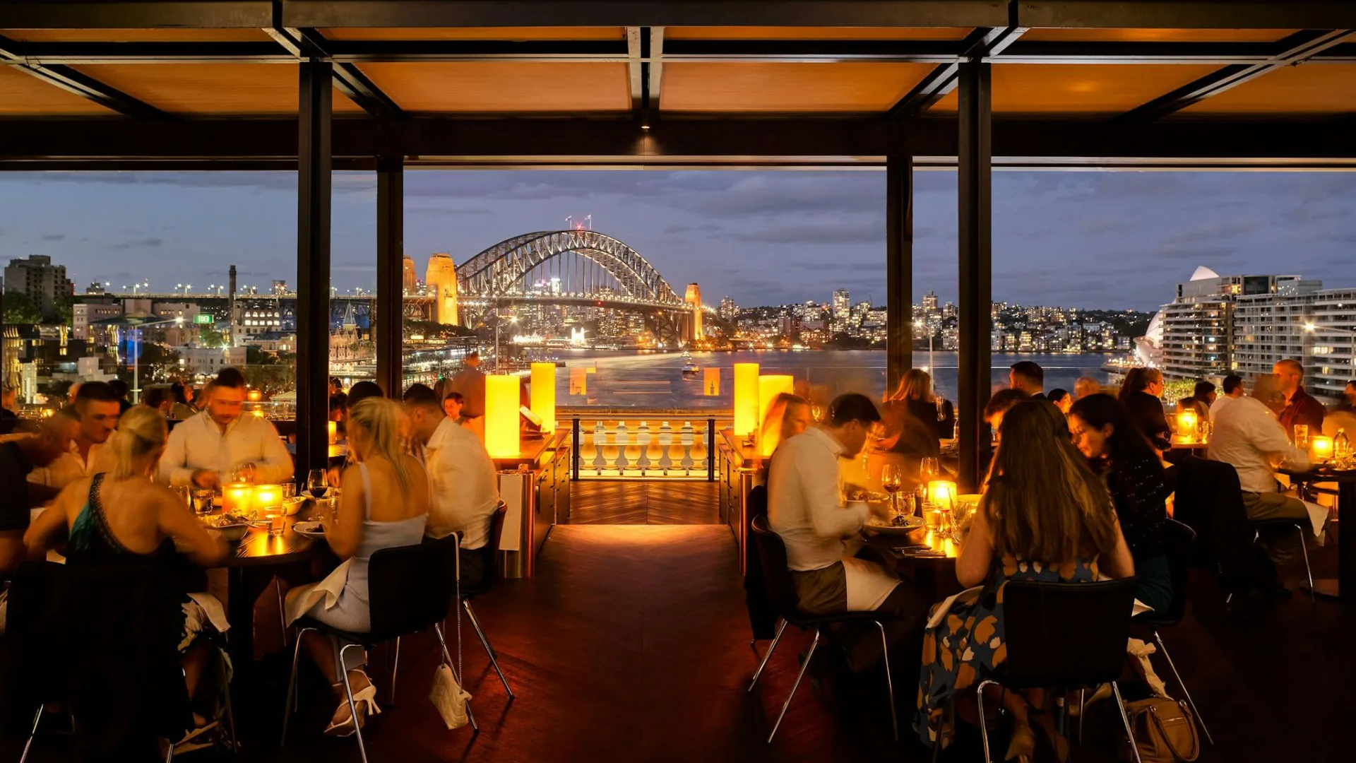 The dining room at Cafe Sydney primed for New Year's Eve views