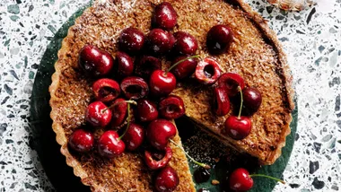 Coconut and cherry frangipane tart recipe