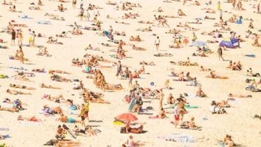 Hot summer day at Bondi Beach