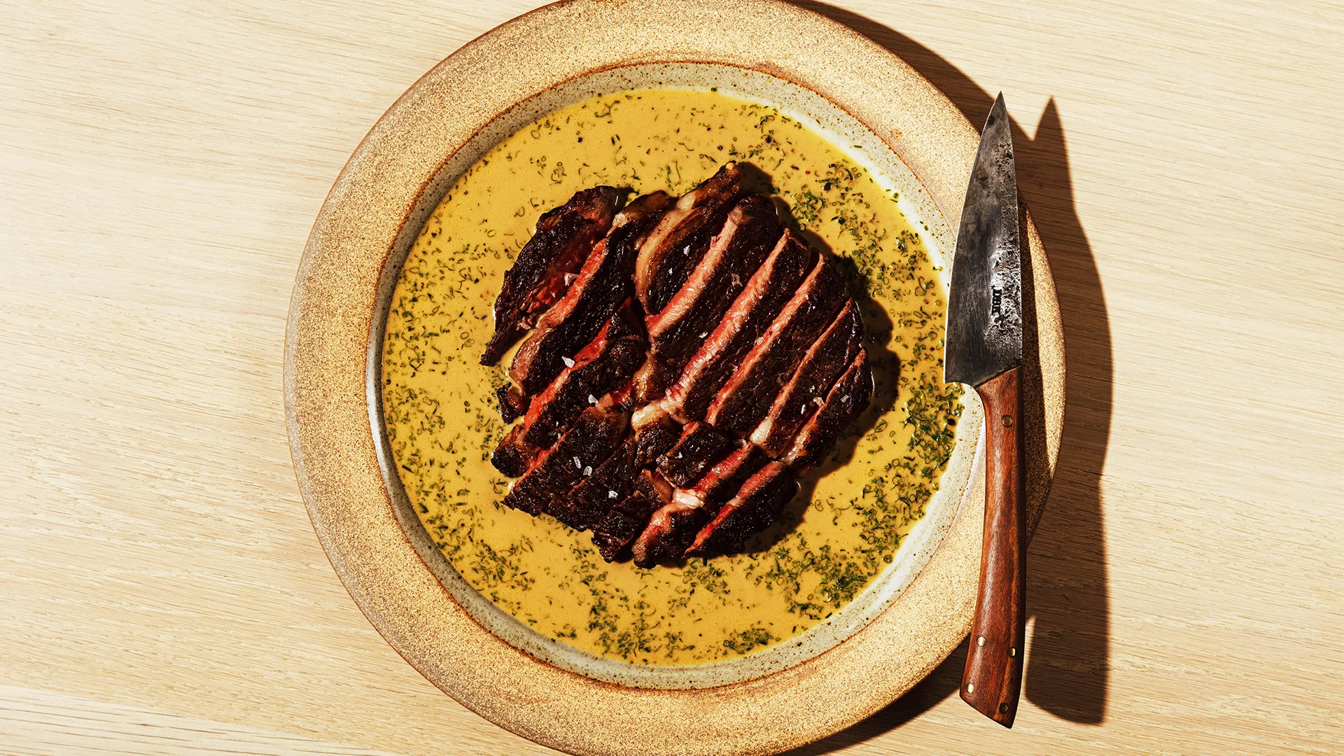 Grass fed beef in scorched cream and dorrigo pepper at Botanic Lodge, Adelaide