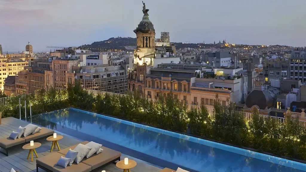 The Mandarin Oriental Hotel Barcelona's rooftop pool.