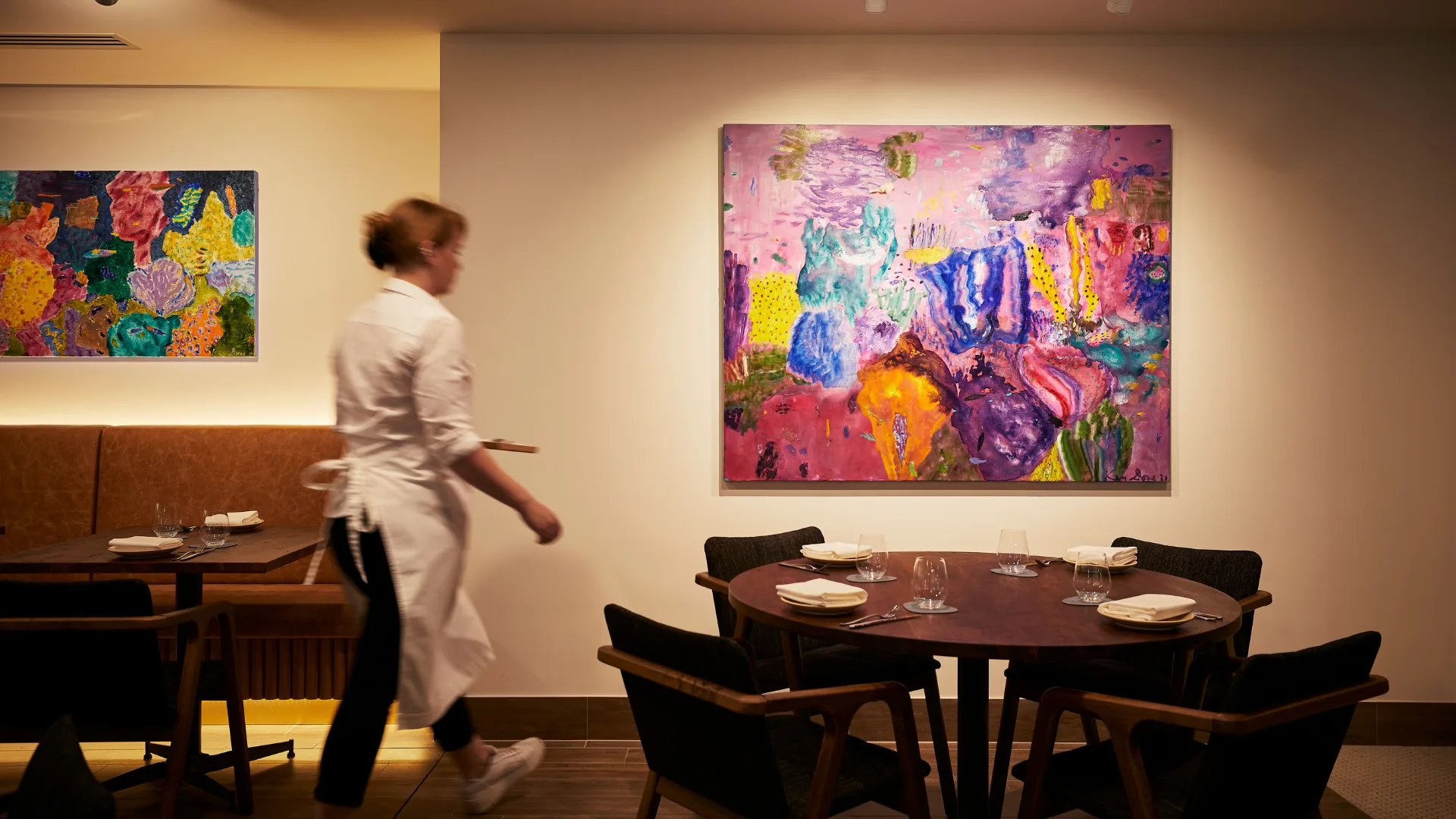 Josh Niland's Petermen's dining room with the Ken Done canvas on display