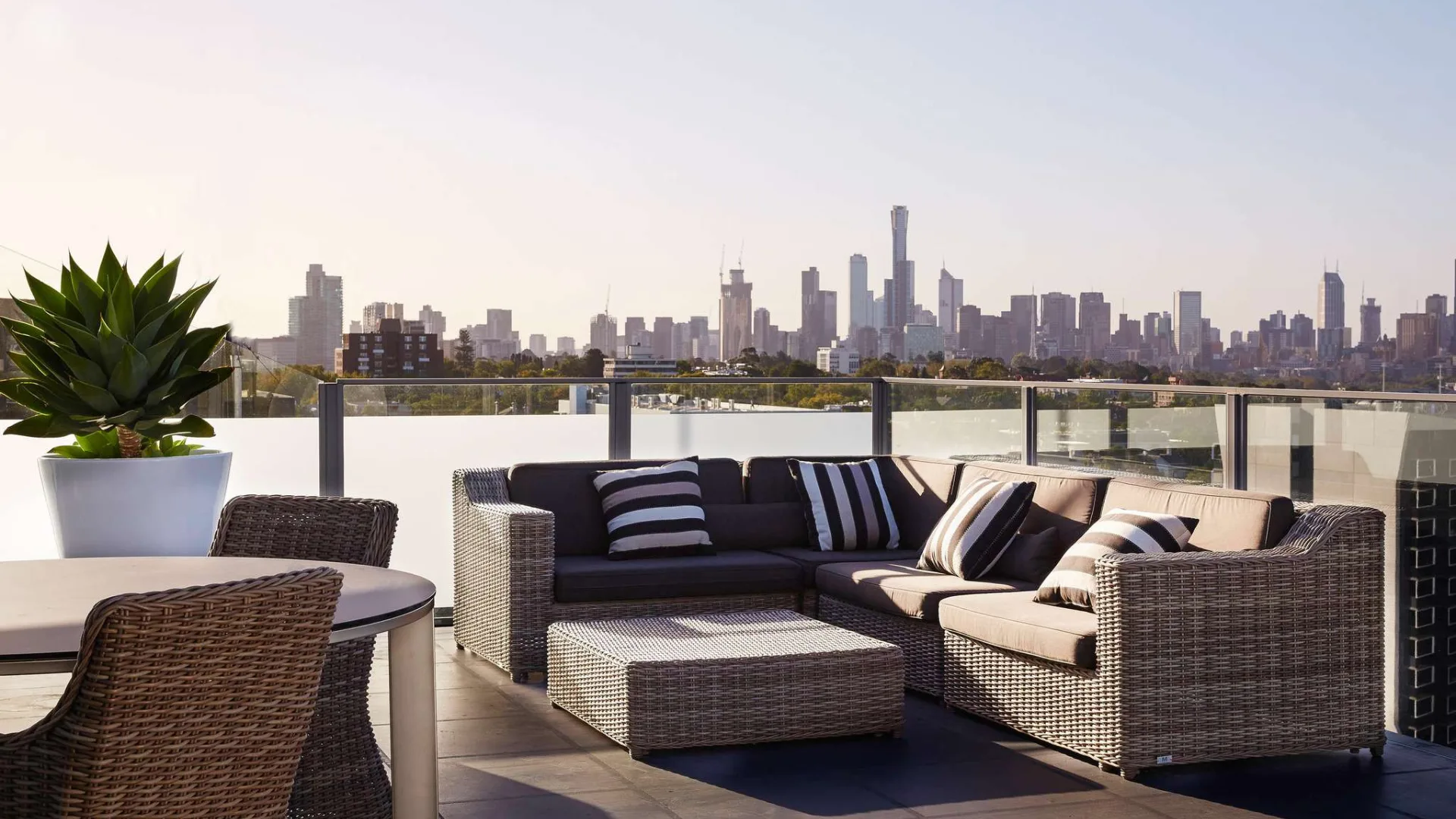 The rooftop of The Olsen hotel in Melbourne