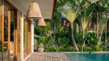 outdoor deck and pool in a bali villa