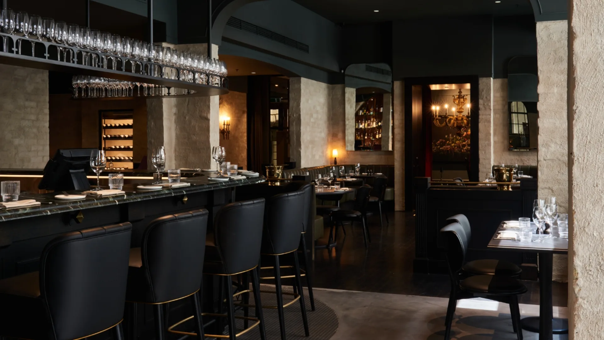 Moody, dark furniture and setting at Chancery Lane in Melbourne's CBD
