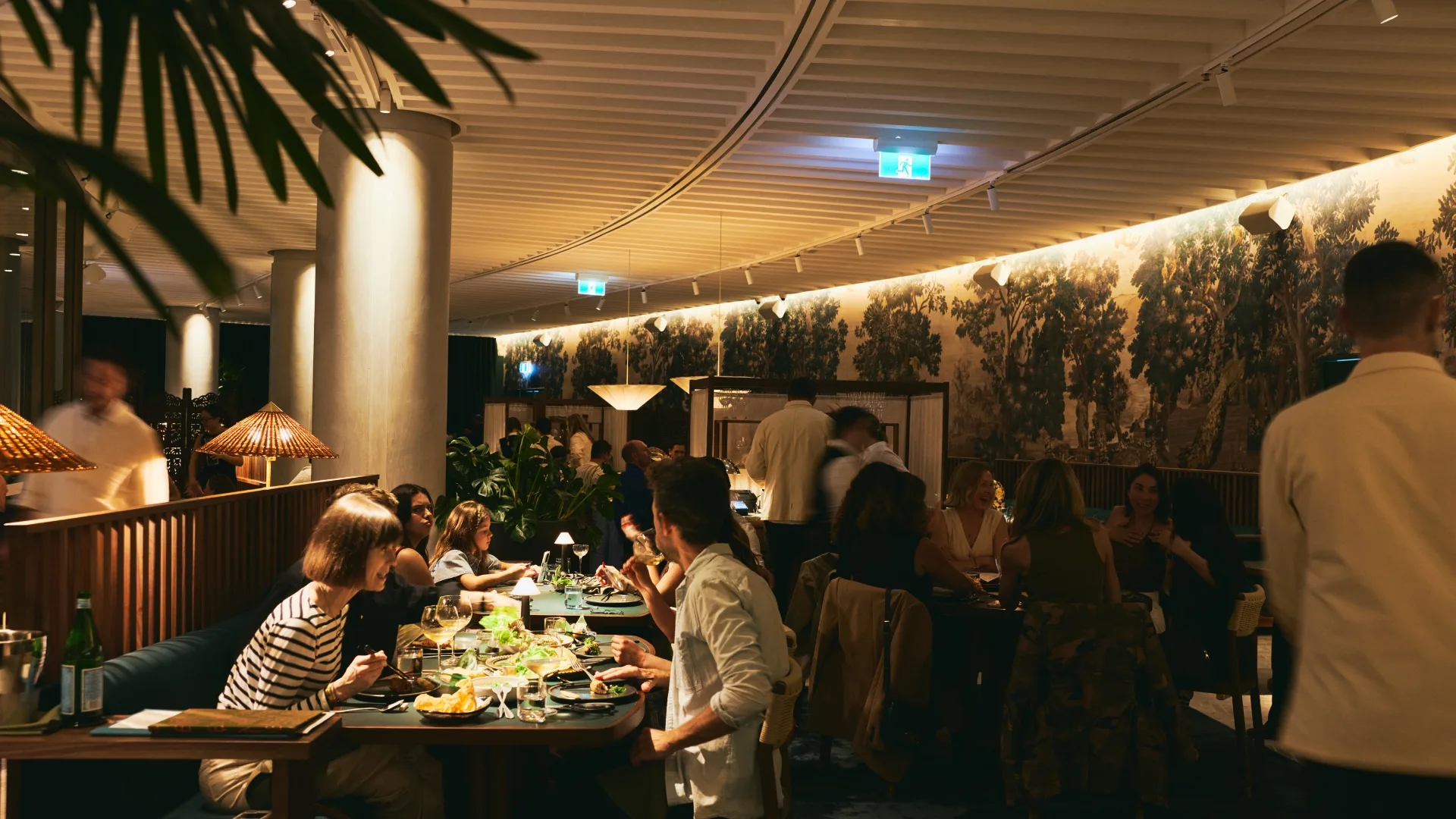The moody dining space at Delta Rue in Sydney's CBD on Christmas Day
