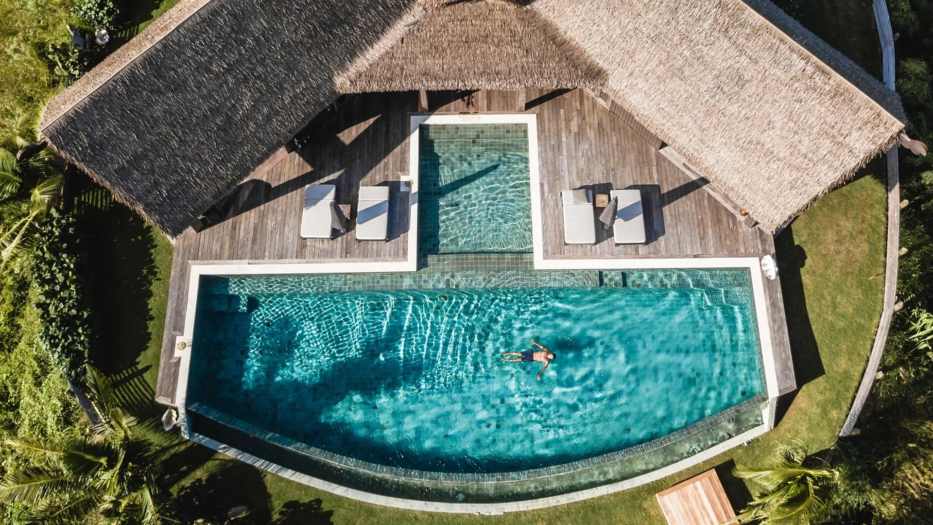 An overhead view of the Six Senses Fiji's Four-Bedroom Ocean View Pool Residence 1.