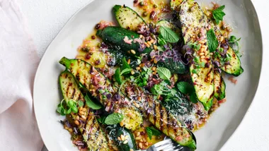 Vegetarian Christmas recipe of grilled zucchini