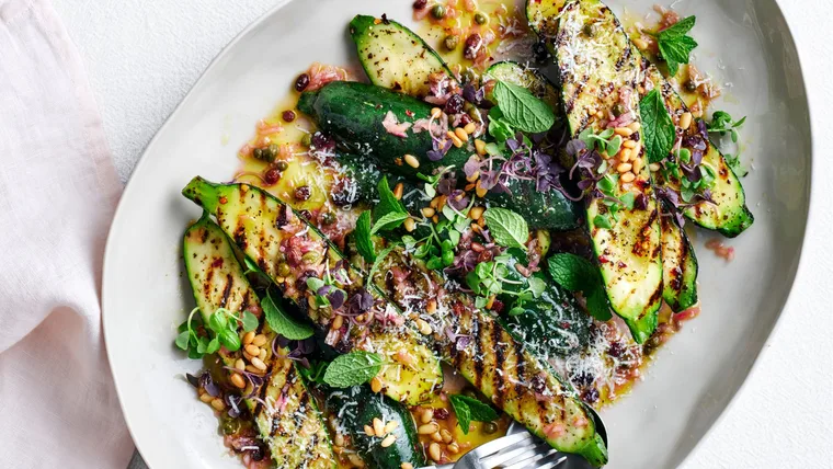 Vegetarian Christmas recipe of grilled zucchini