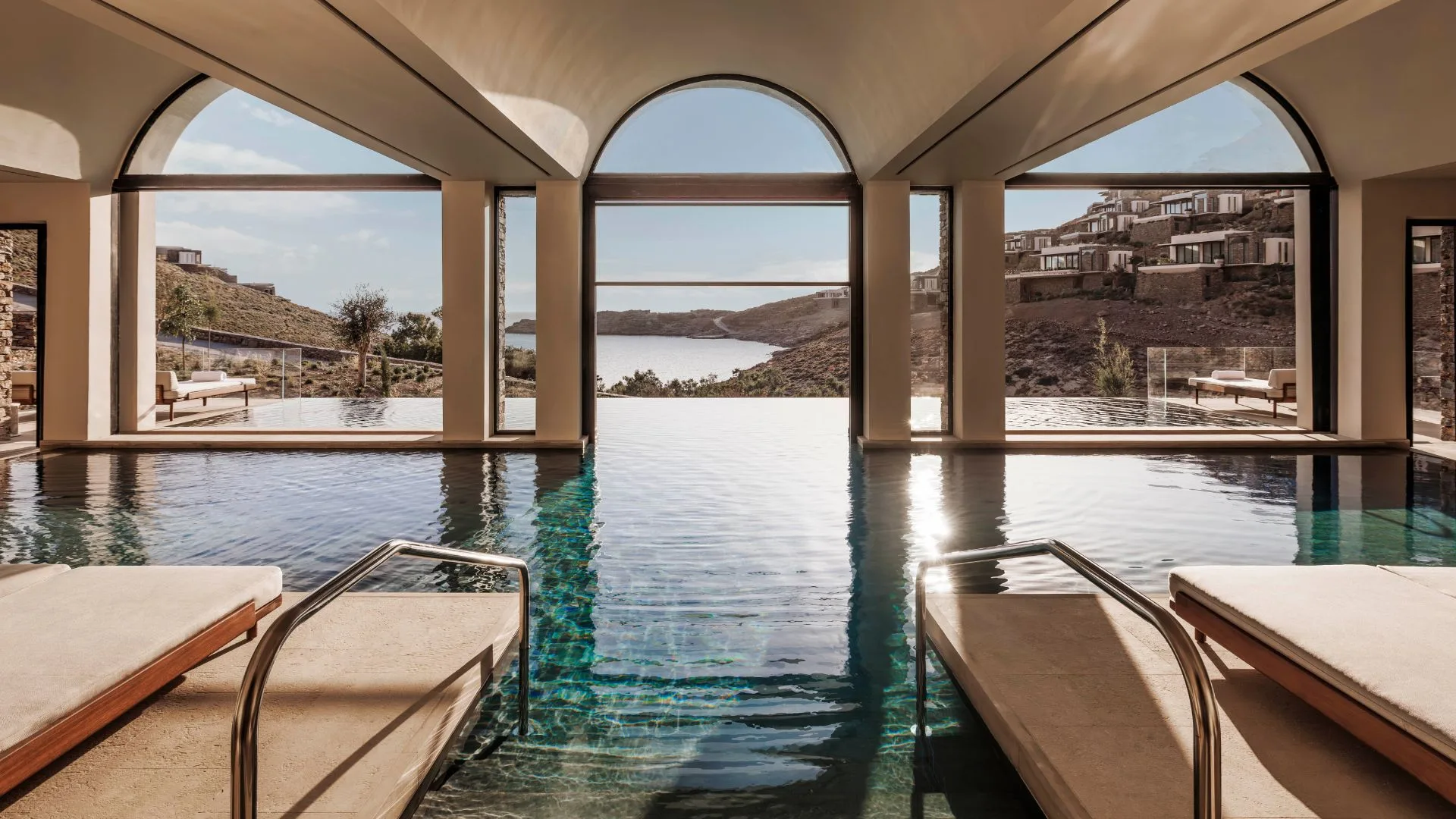 The pool area at One&Only Kéa Island, a beautiful Greece luxury resort.