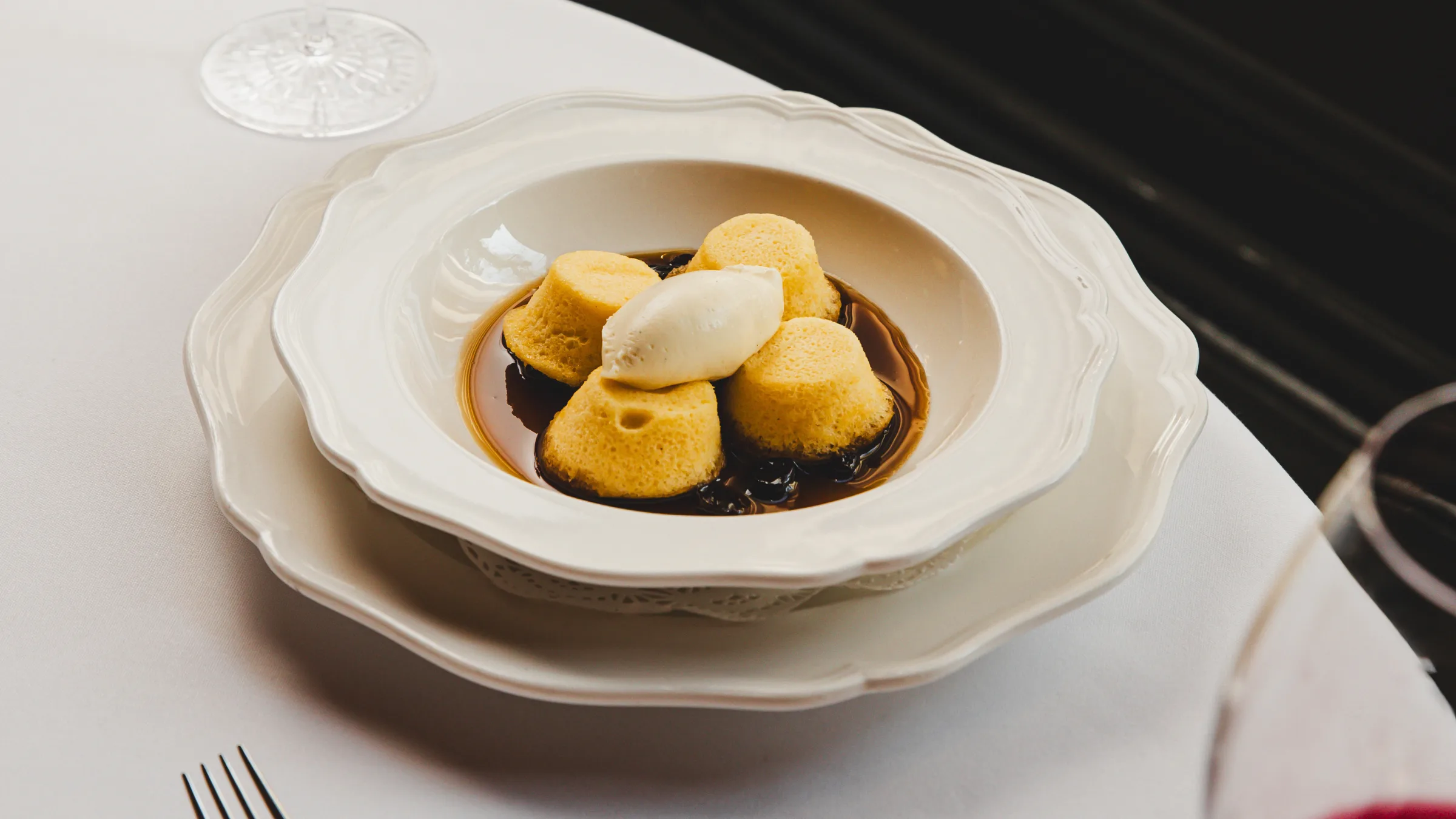 Golden syrup dumplings at one of the most romantic restaruants Sydney has, Ursula's.
