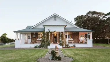 classic white house in Mayfield as part of the roundup of best farm stays in NSW