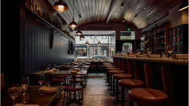 Moody restaurant interior at Mister Grotto in Newtown Sydney