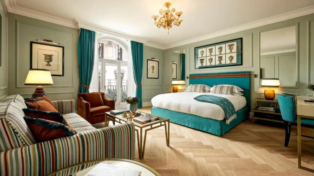 A guest suite at the Palazzo Ripetta in Rome.