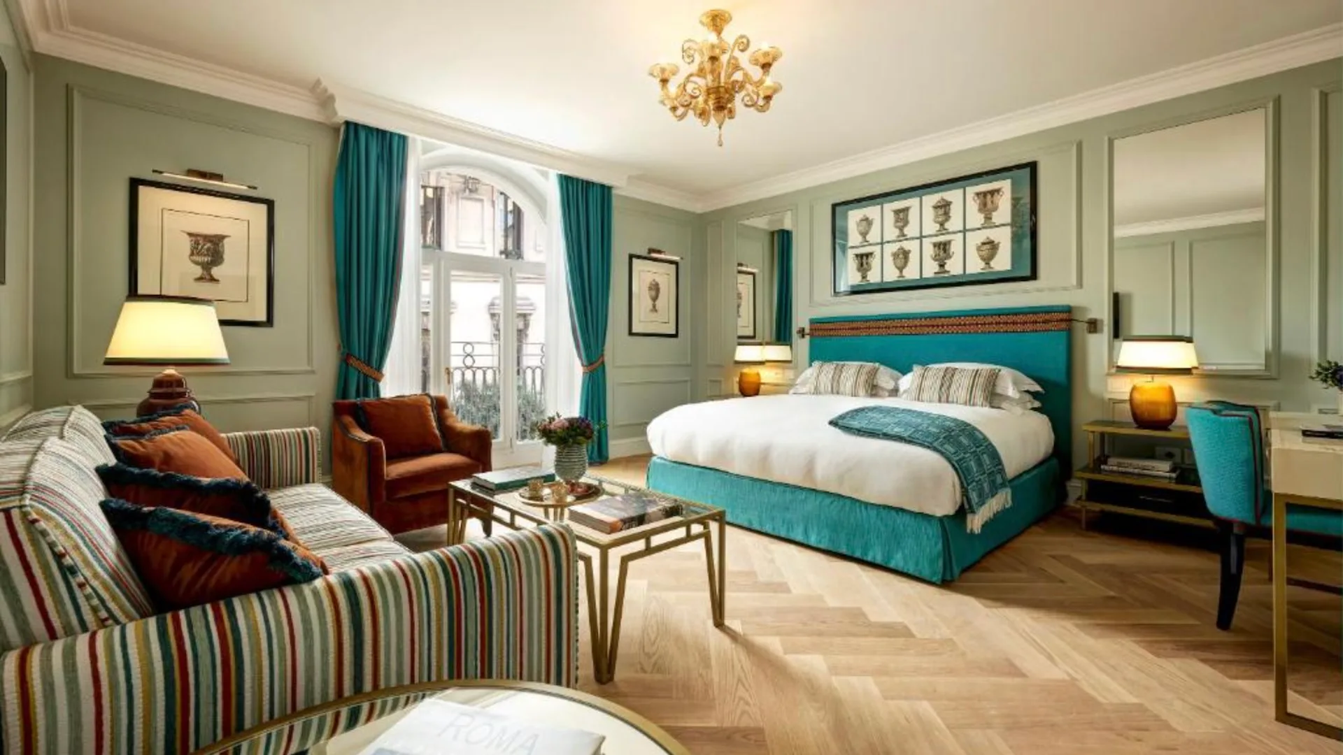 A guest suite at the Palazzo Ripetta in Rome.